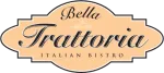 The image is a “Bella Trattoria” logo reading “Italian Bistro” in an ornate badge design with decorative lettering.